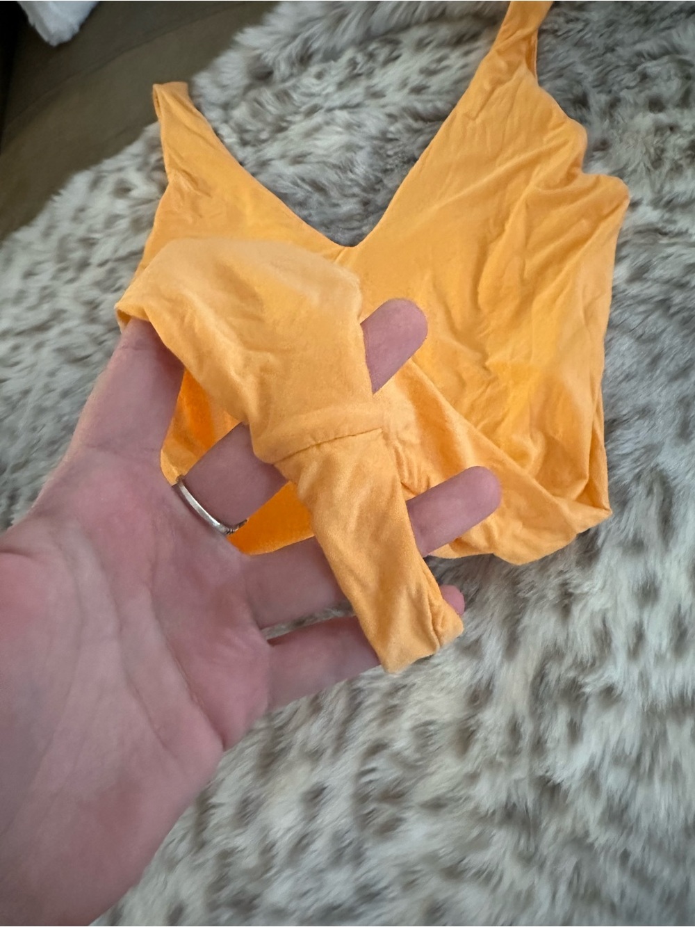 aerie SMOOTHEZ Orange Plunge V-Neck Sleeveless Bodysuit - Picture 3 of 4